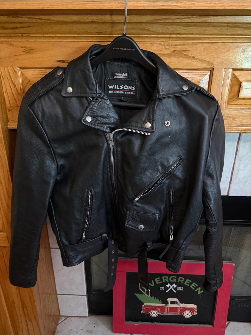 Wilson Black Leather Moto Jacket with Zip Details